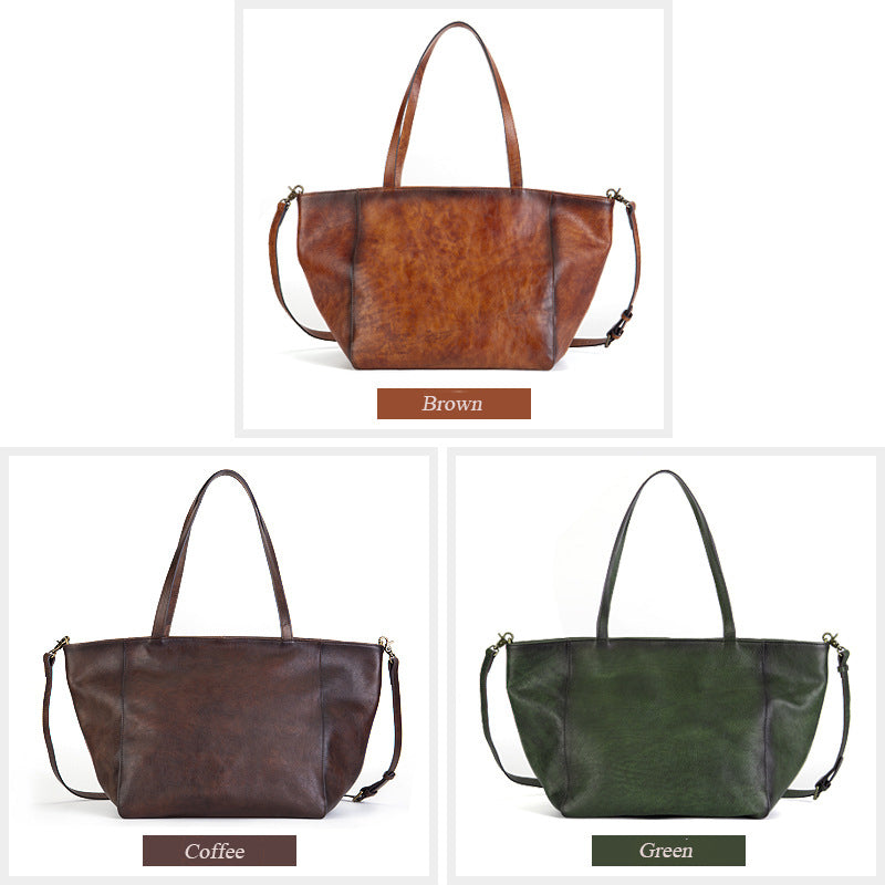 Womens Large Leather Tote Bag Retro Leather Shoulder Bag Shopping Tote Bag RockCow Leather Studio