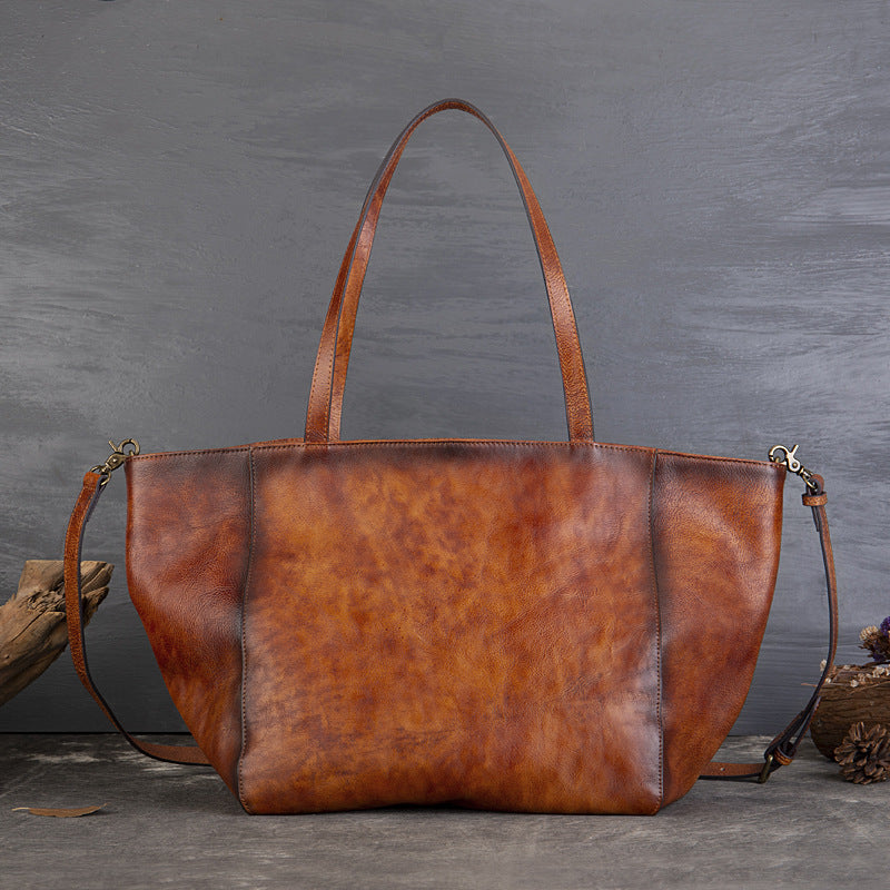 Womens Large Leather Tote Bag Retro Leather Shoulder Bag Shopping Tote Bag RockCow Leather Studio