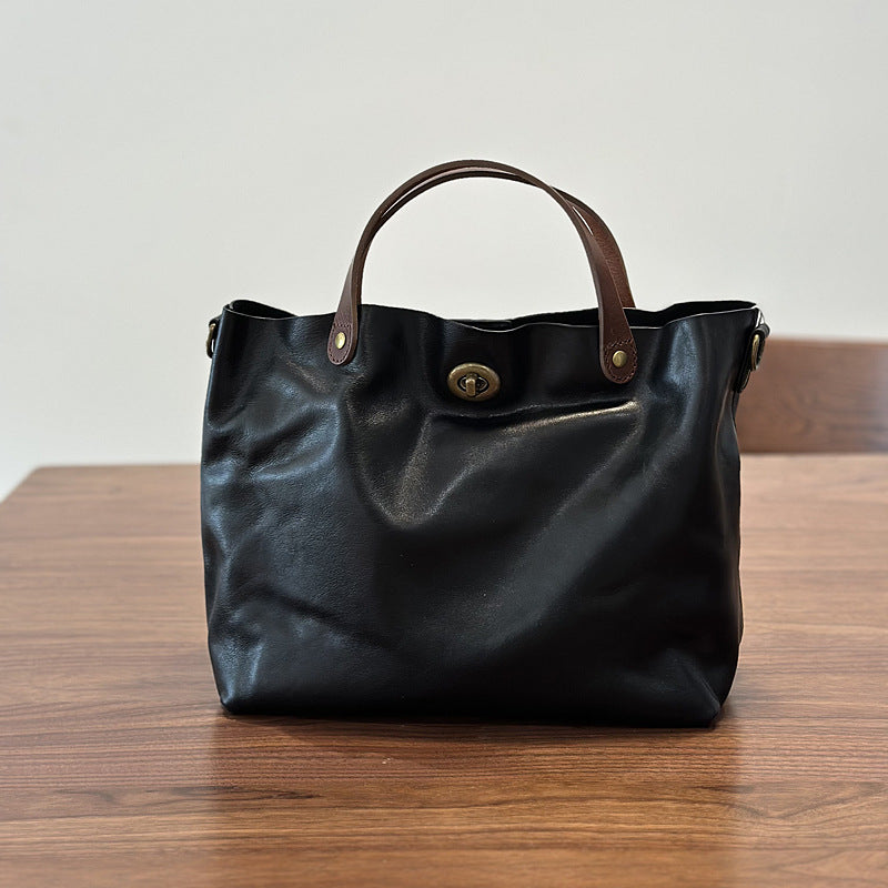 Genuine Leather Purse for Ladies, Full Grain Leather Crossbody with Removable Strap, Leather Convertible Satchel Bag RockCow Leather Studio