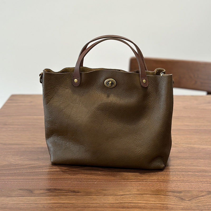 Genuine Leather Purse for Ladies, Full Grain Leather Crossbody with Removable Strap, Leather Convertible Satchel Bag RockCow Leather Studio
