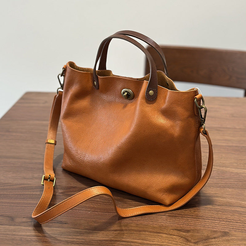 Genuine Leather Purse for Ladies, Full Grain Leather Crossbody with Removable Strap, Leather Convertible Satchel Bag RockCow Leather Studio