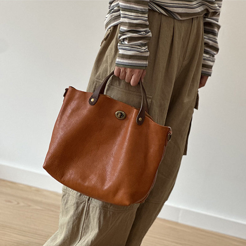 Genuine Leather Purse for Ladies, Full Grain Leather Crossbody with Removable Strap, Leather Convertible Satchel Bag RockCow Leather Studio