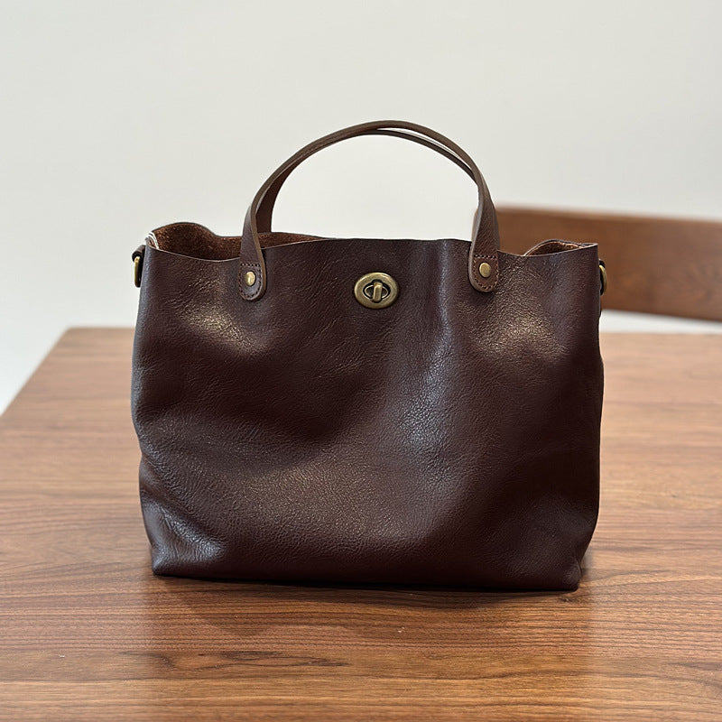 Genuine Leather Purse for Ladies, Full Grain Leather Crossbody with Removable Strap, Leather Convertible Satchel Bag RockCow Leather Studio