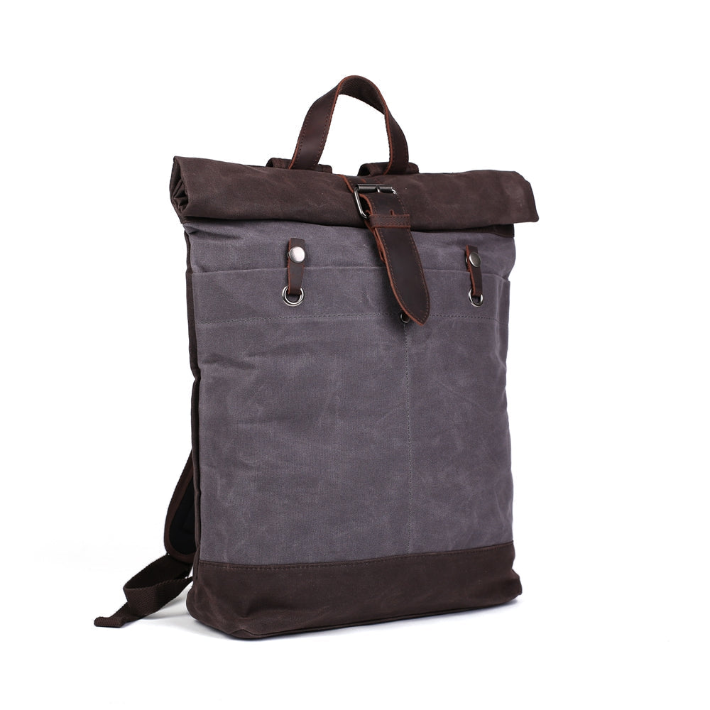 Flash Sale Waxed Canvas Leather Backpack, Student Backpack, Rucksack, School Backpack MC16950 RockCow Leather Studio