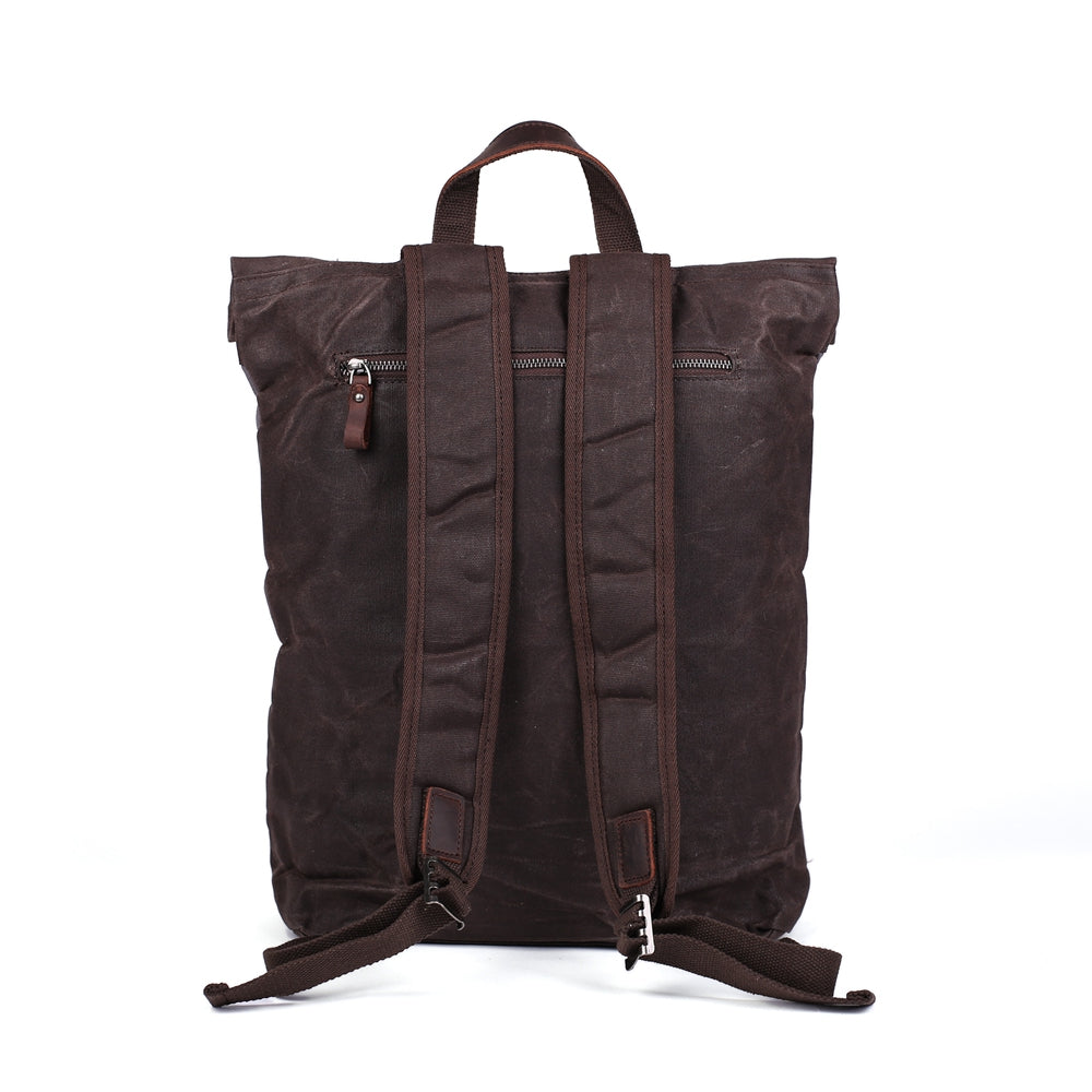 Flash Sale Waxed Canvas Leather Backpack, Student Backpack, Rucksack, School Backpack MC16950 RockCow Leather Studio