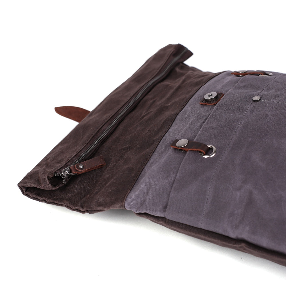 Flash Sale Waxed Canvas Leather Backpack, Student Backpack, Rucksack, School Backpack MC16950 RockCow Leather Studio