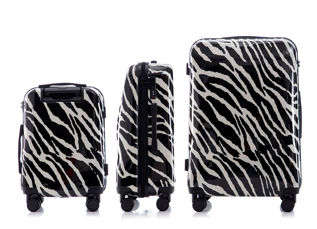 Multi-color Design ABS Hard Shell Lightweight with 360° Dual Spinning Wheels & Combo Lock – Includes 28", 24", 20" 3-Piece Luggage Set - Zebra Mirage Luggage