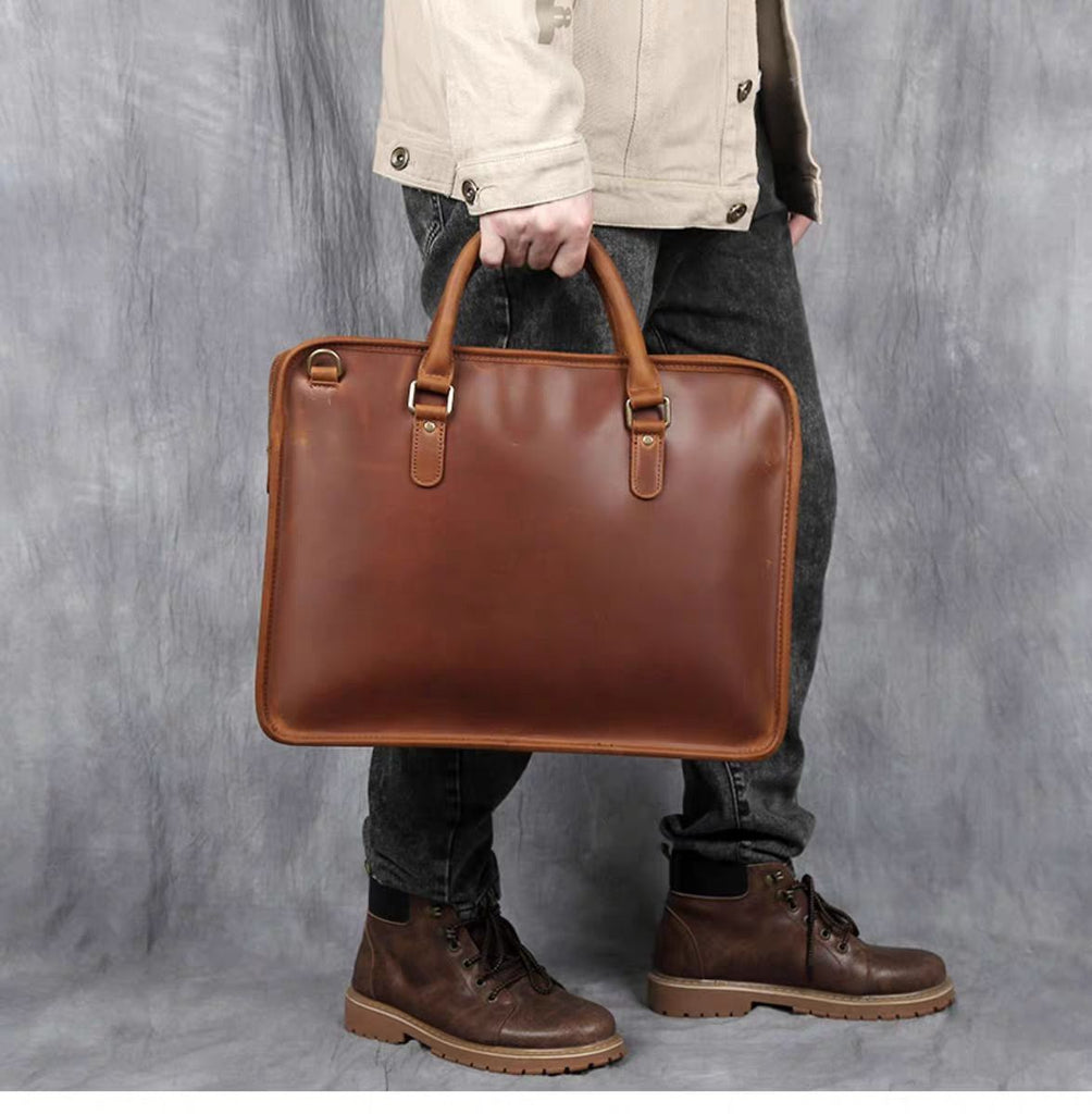 The Hemming Leather Laptop Bag | Vintage Leather Briefcase STEEL HORSE LEATHER