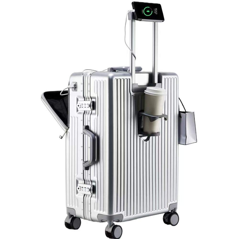 Suitcase Travel Luggage Trolley Front-Opening Large Capacity Aluminum Frame Carry-On Cabin Bag Social Buzz eSIMs