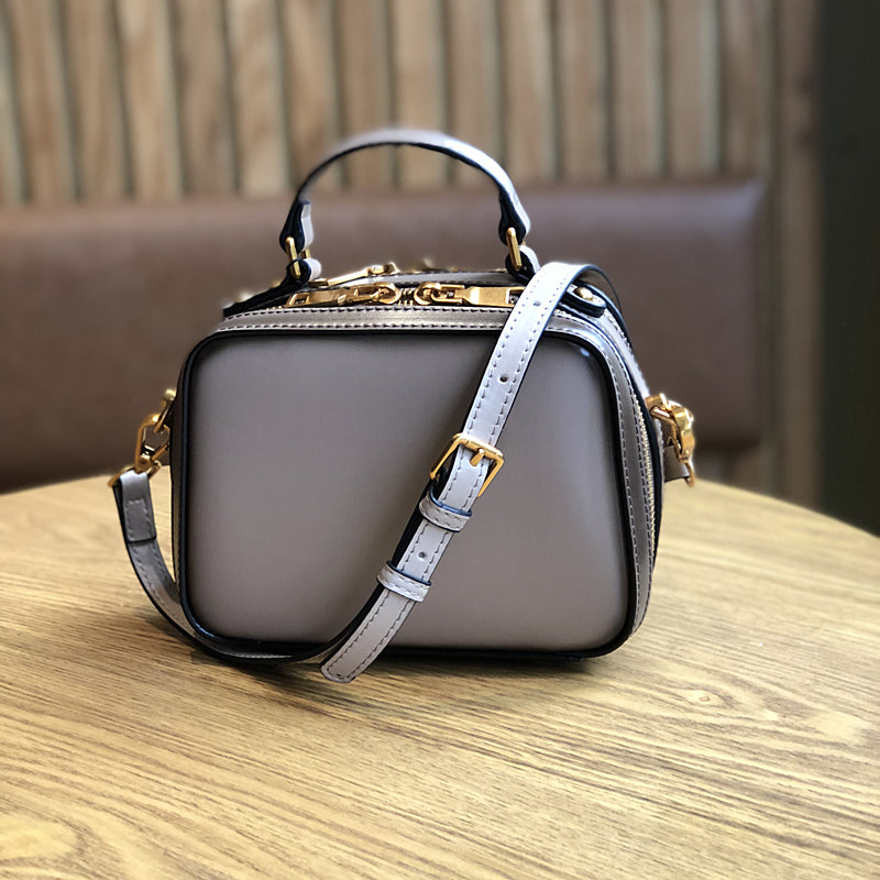 Women's Small Leather Box Bag Crossbody Clutch, Retro handmade leather crossbody bag square bag RockCow Leather Studio