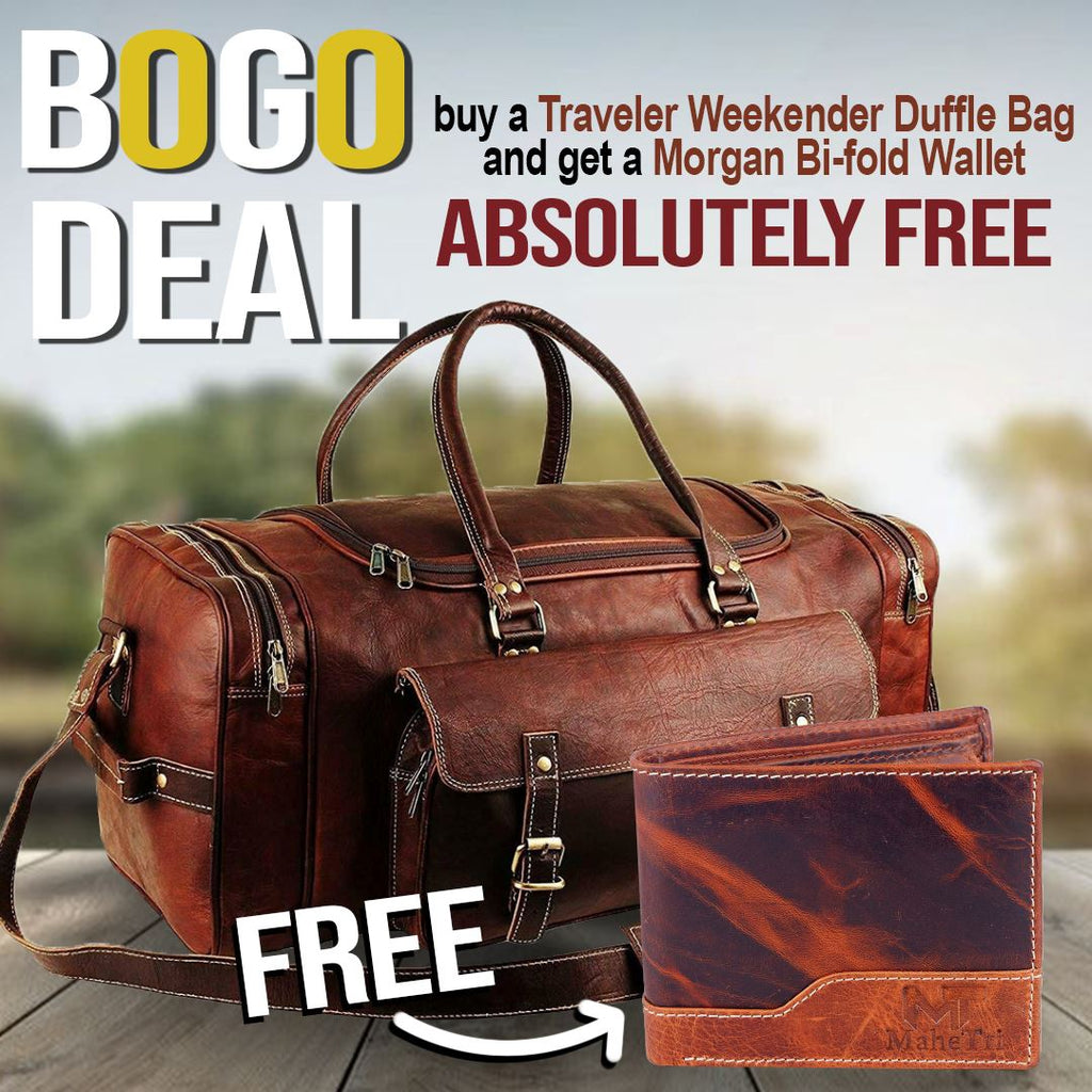 Traveler Weekender Duffle Bag + FREE Wallet Classy Leather Bags