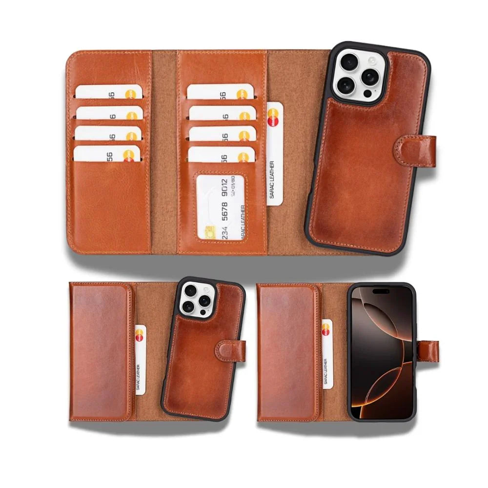 Santa iPhone 16 Pro Leather Detachable Wallet Case Mizuri Leather