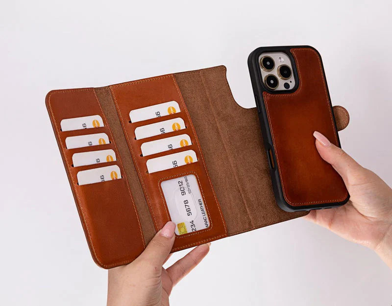 Santa iPhone 16 Pro Leather Detachable Wallet Case Mizuri Leather
