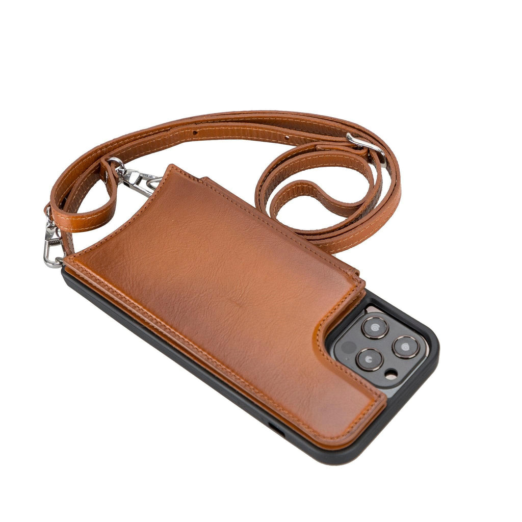 Saff iPhone 12 Pro Max Leather Case with Shoulder Strap Mizuri Leather
