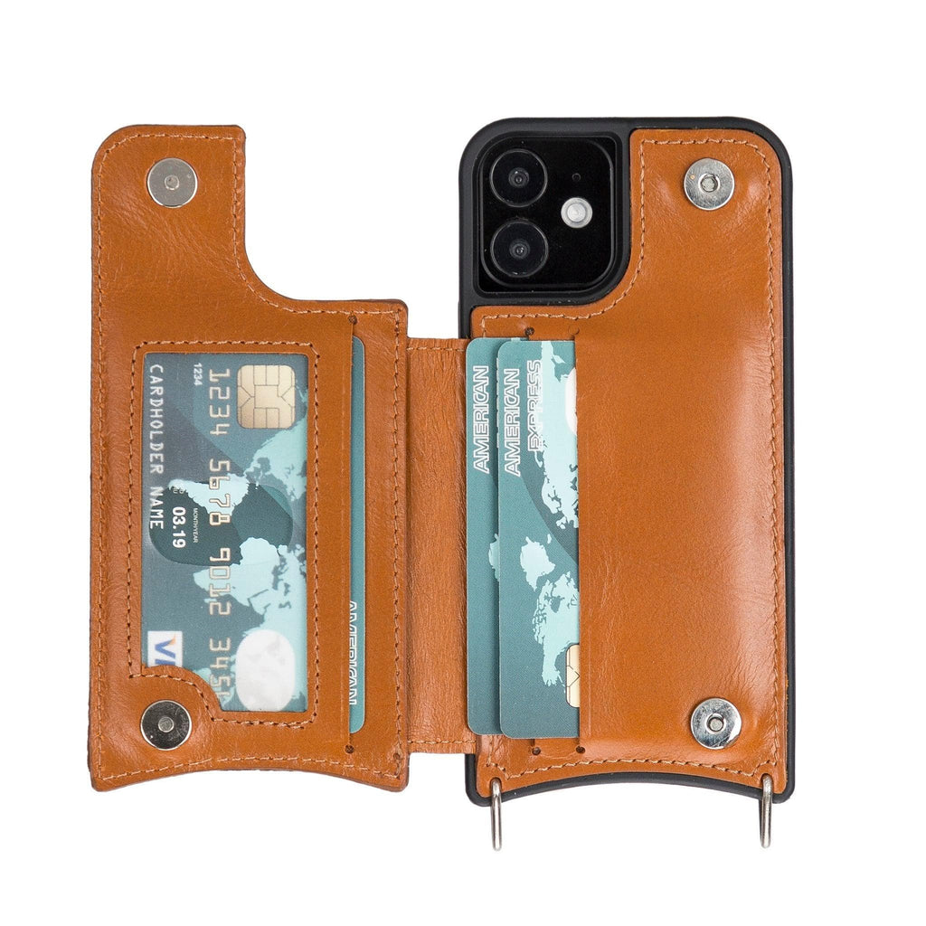 Saff iPhone 12 Mini Leather Case with Shoulder Strap Mizuri Leather