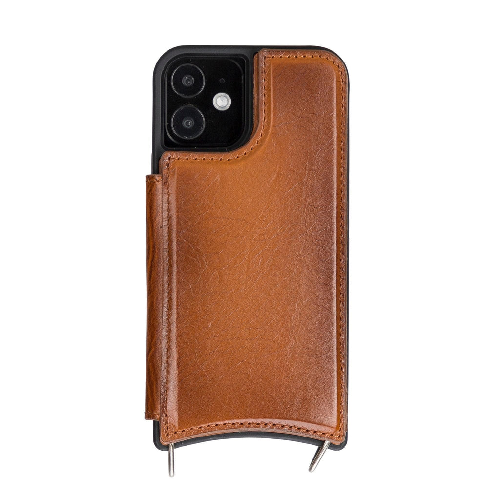 Saff iPhone 12 / 12 Pro Leather Case with Shoulder Strap Mizuri Leather