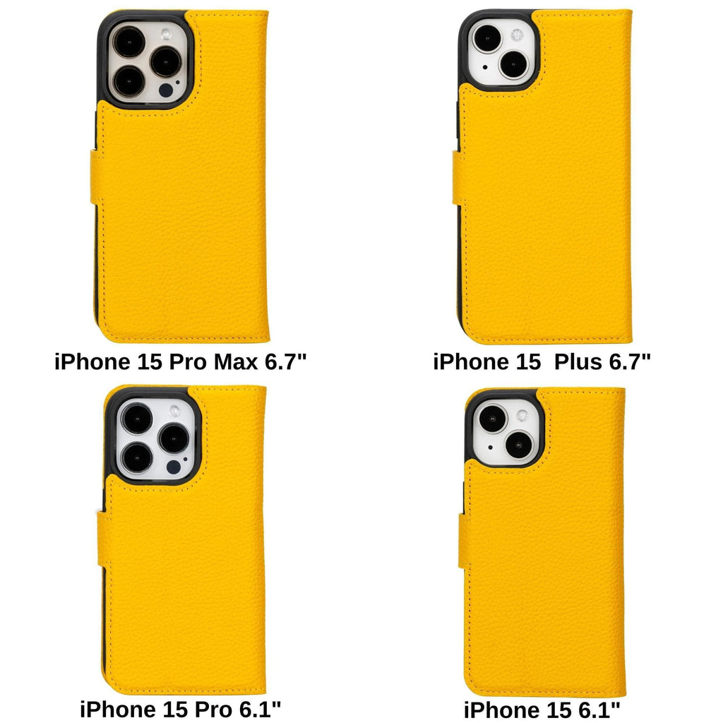 Magic iPhone 15 Detachable Leather Wallet Case - LuggageDesigners