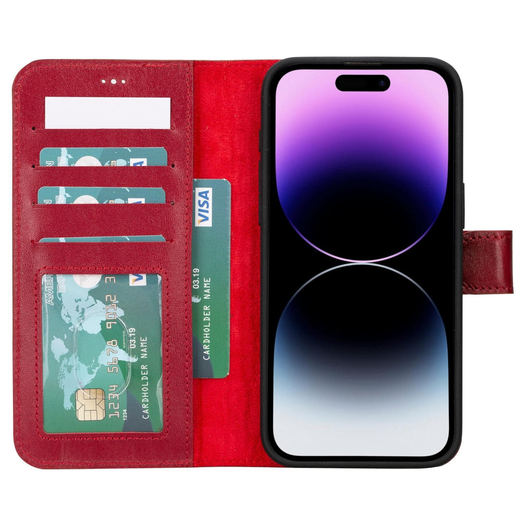 Magic iPhone 15 Plus Detachable Leather Wallet Case - LuggageDesigners