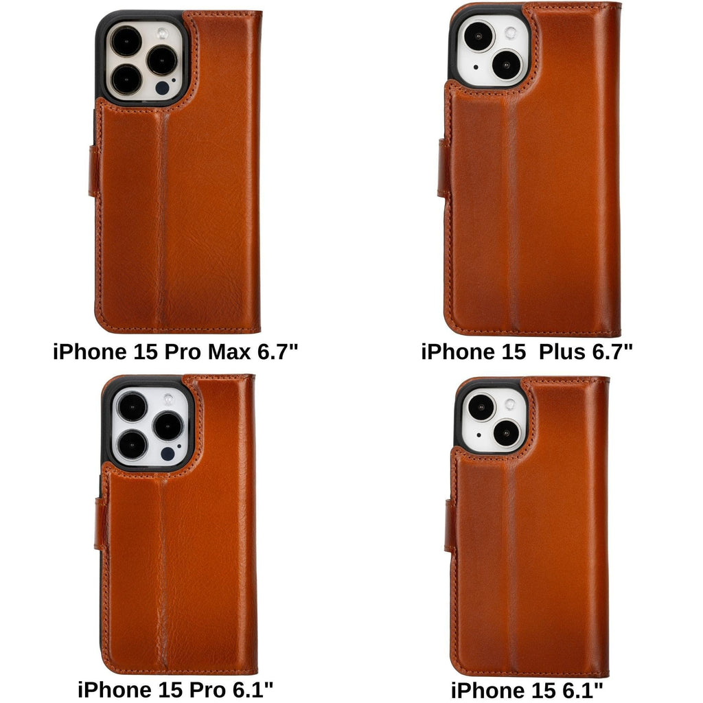 Magic iPhone 15 Pro Detachable Leather Wallet Case - LuggageDesigners