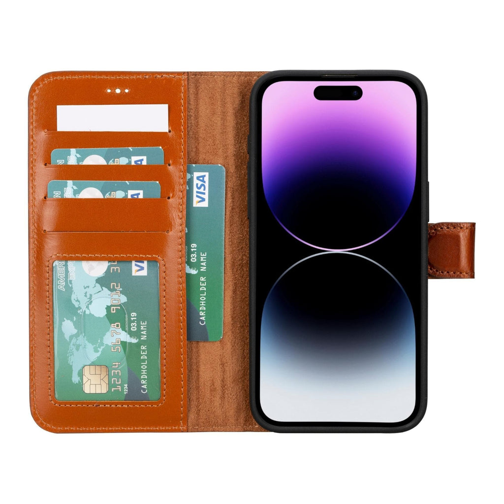 Magic iPhone 15 Pro Detachable Leather Wallet Case - LuggageDesigners