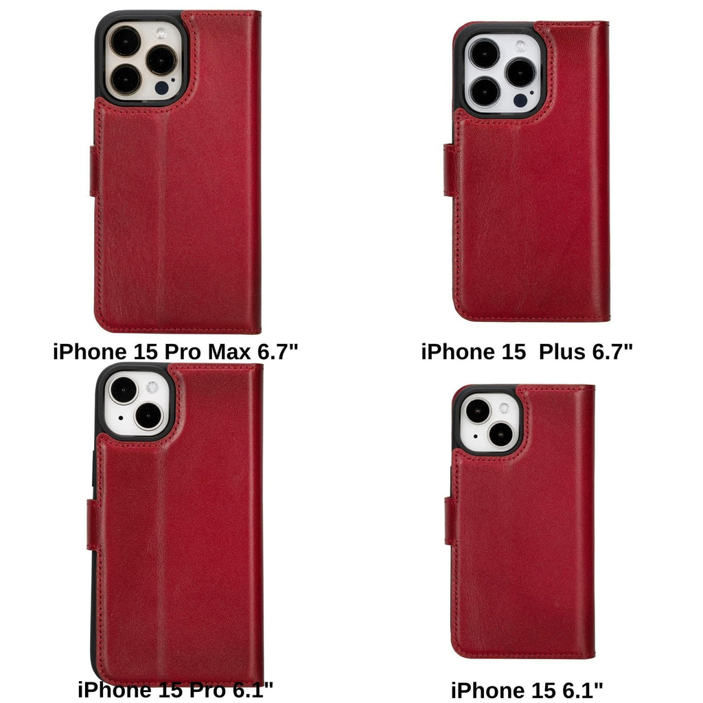 Magic iPhone 15 Plus Detachable Leather Wallet Case - LuggageDesigners
