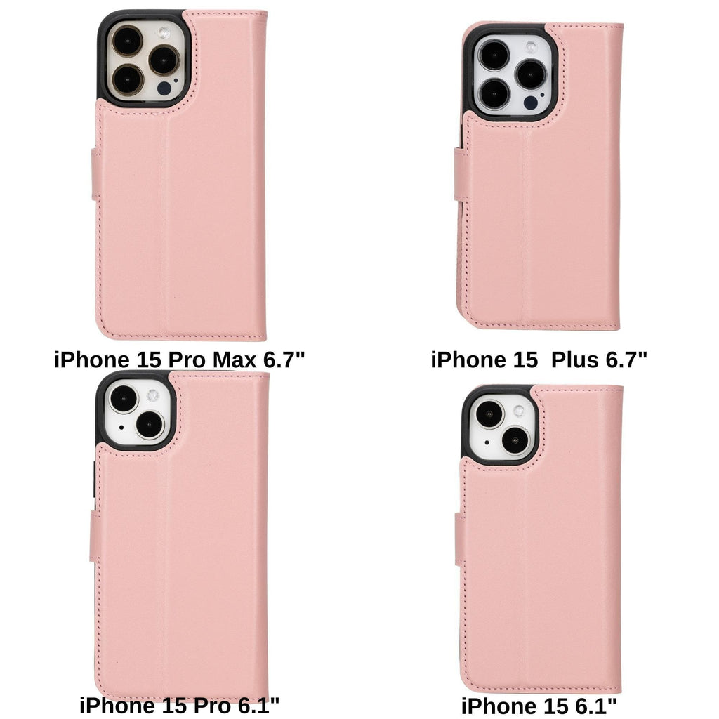 Magic iPhone 15 Pro Detachable Leather Wallet Case - LuggageDesigners
