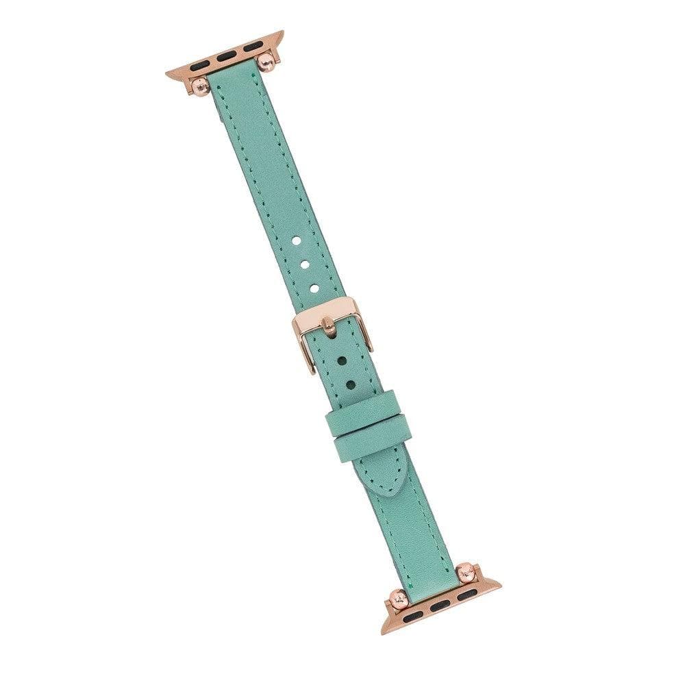 Ferro Leather Fitbit Watch Band with Rose Gold Trok Mizuri Leather