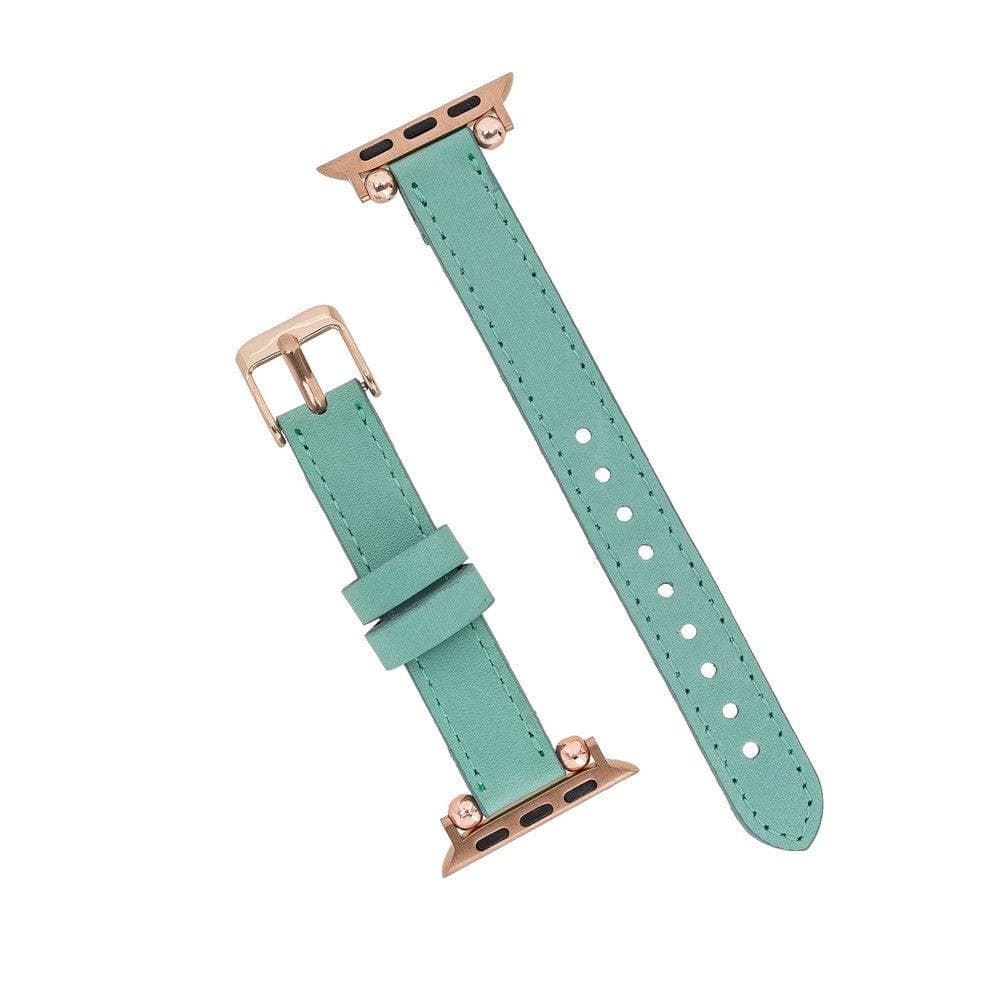 Ferro Leather Fitbit Watch Band with Rose Gold Trok Mizuri Leather