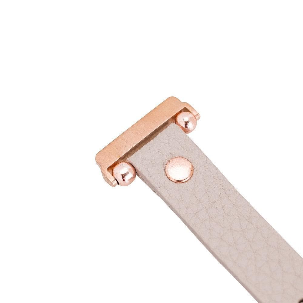Ferro Leather Fitbit Watch Band with Rose Gold Trok Mizuri Leather