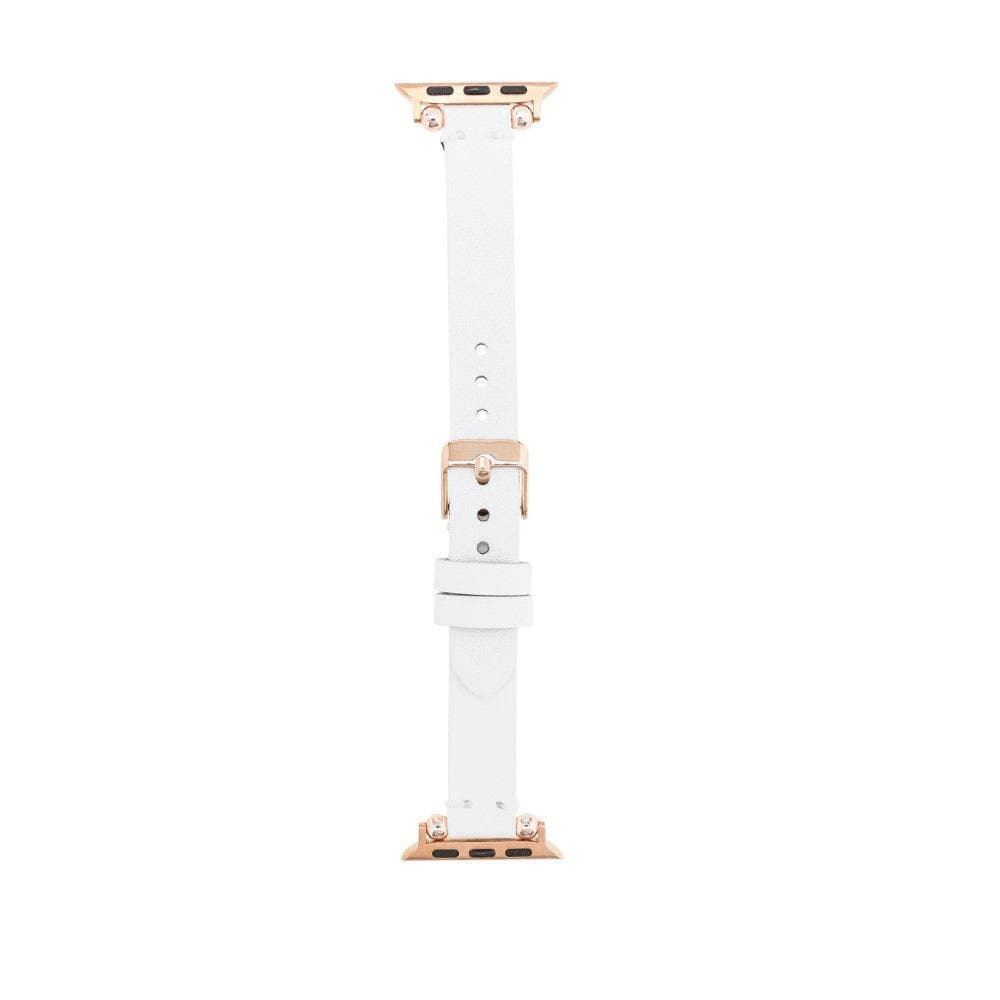 Ferro Leather Fitbit Watch Band with Rose Gold Trok Mizuri Leather