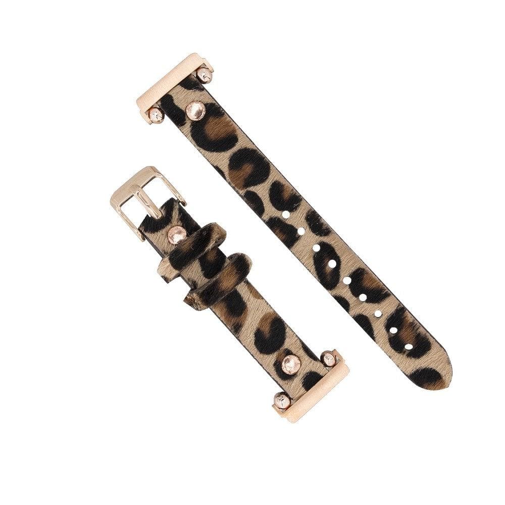 Ferro Leather Fitbit Watch Band with Rose Gold Trok Mizuri Leather