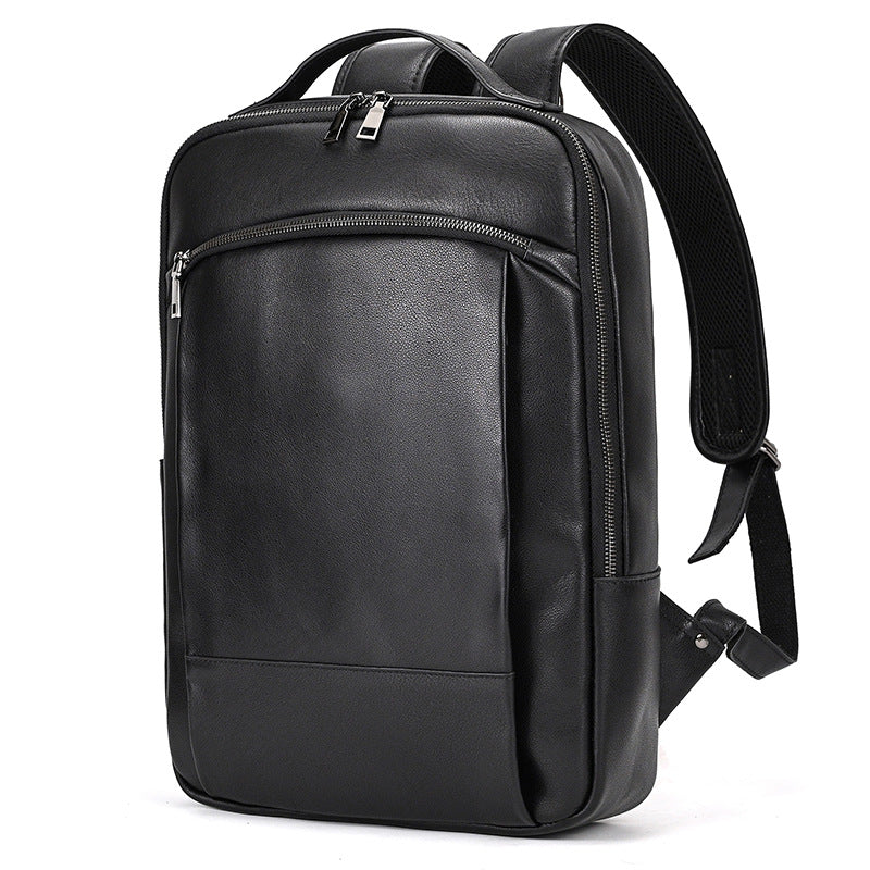 Double Zipper Main Bag Genuine Leather Large Capacity Crazy Horse Leather Outdoor Travel Leisure Backpack Social Buzz eSIMs
