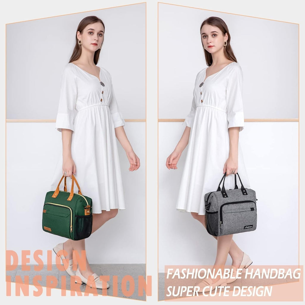 Insulated Lunch Bag Adult Lunch Box for Women for Work Leakproof Soft Cooler for Beach Travel Picnic, Dark Green Rnispir Store