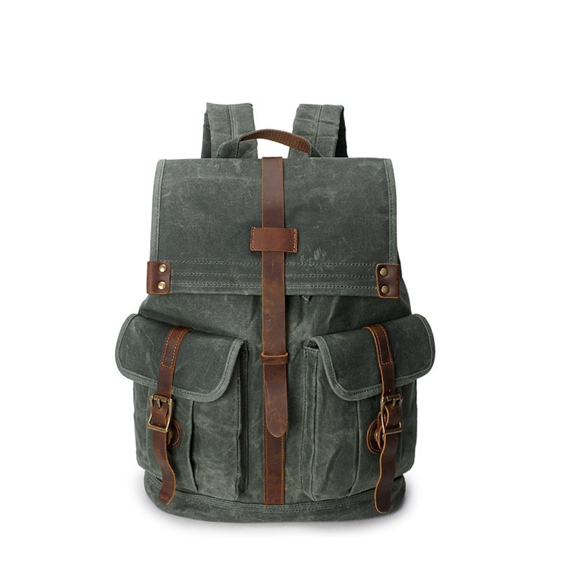 Men's Oil Wax Canvas Vintage Travel Backpack Social Buzz eSIMs