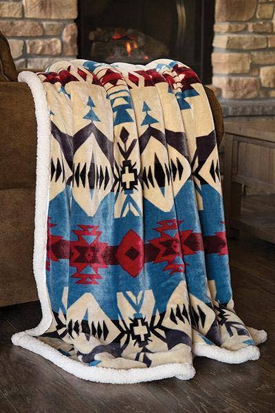 Blue River Plush Throw Cowhide and Conchos