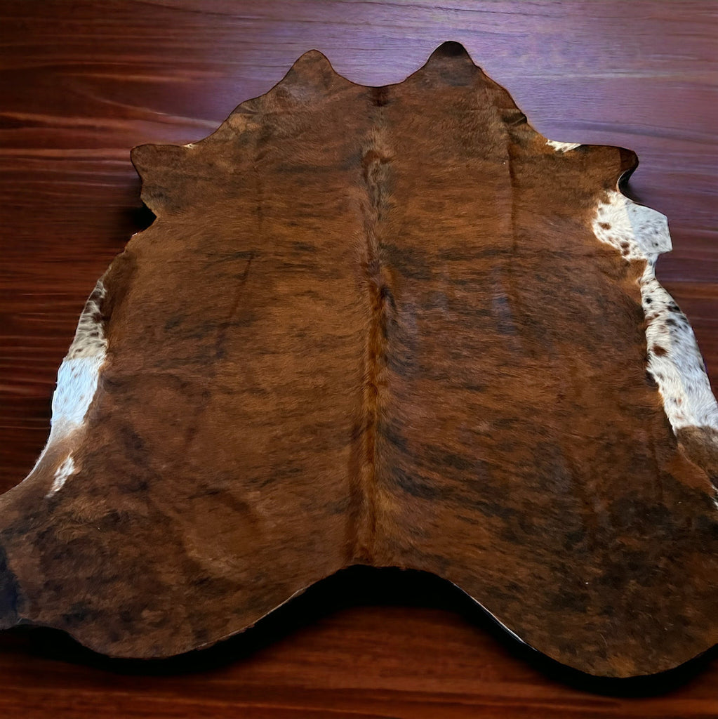 Brindle Jumbo Cowhide Rug - Size 7-8ft Cowhide and Conchos