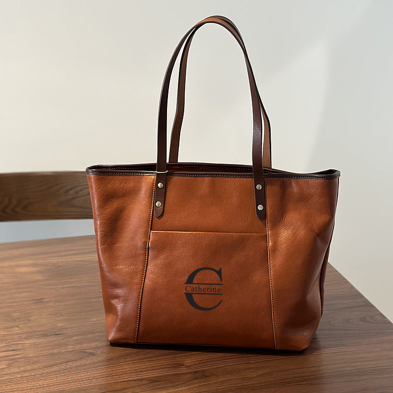 Large Capacity Leather Tote Bag, Leather Travel Tote Bag for Women, Full Grain Leather Shoulder Bag for Work RockCow Leather Studio