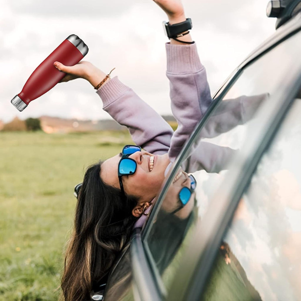 17Oz Stainless Steel Water Bottles Bulk, Vacuum Insulated Double Walled Powder Coated Reusable Metal Sports Water Bottles Keep Drinks Hot and Cold, Red, 4Packs Rnispir Store