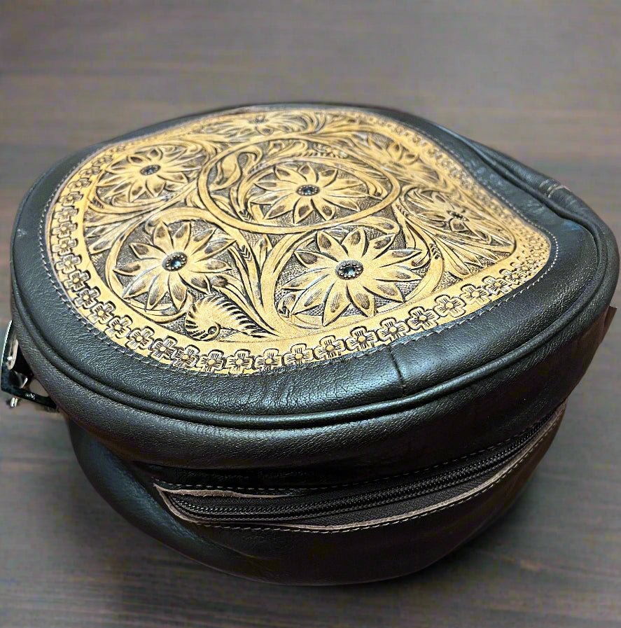 Canteen Bag - Vintage Leather & Hair on Hide Cowhide and Conchos