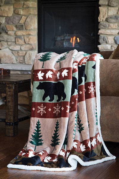 Cascade Ridge Plush Throw Blanket Cowhide and Conchos