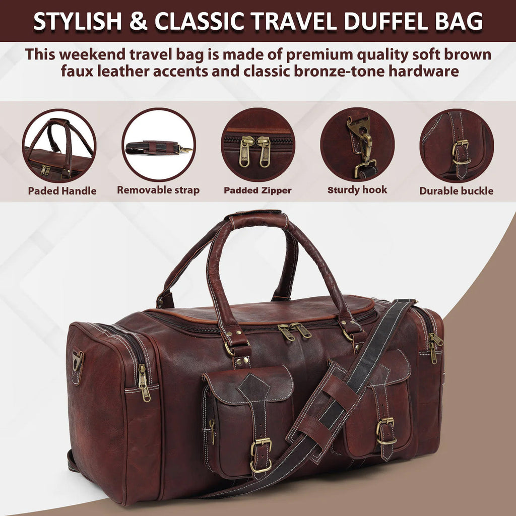 Vintage Dark Brown Traveller Duffle Bag Classy Leather Bags