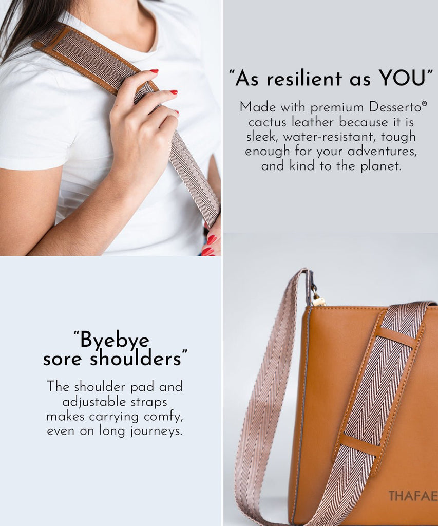Thafael Crossbody Travel Bag – Anti-Theft, Vegan Cactus Leather (Limited Edition) Thafael