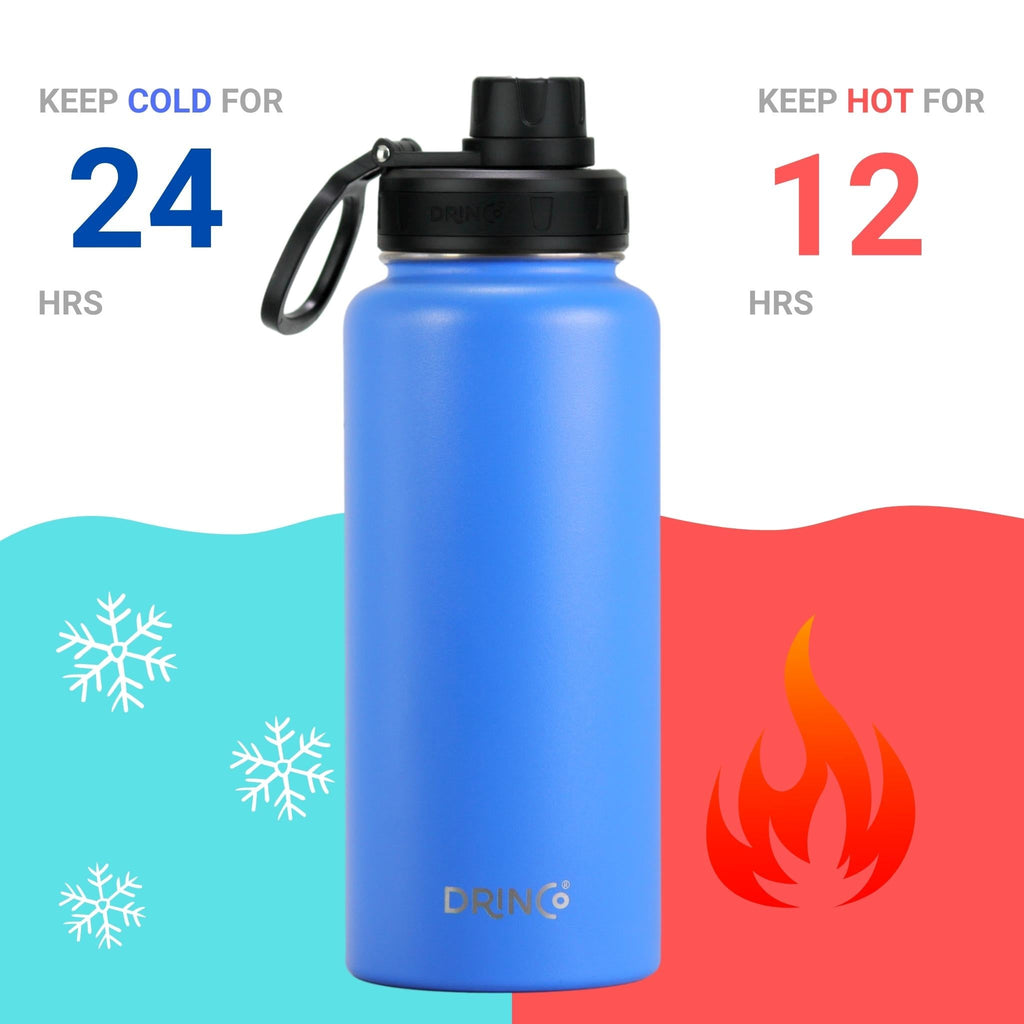 DRINCO® 32oz Stainless Steel Water Bottle-US Flag Color-Royal Blue Mercantile Mountain