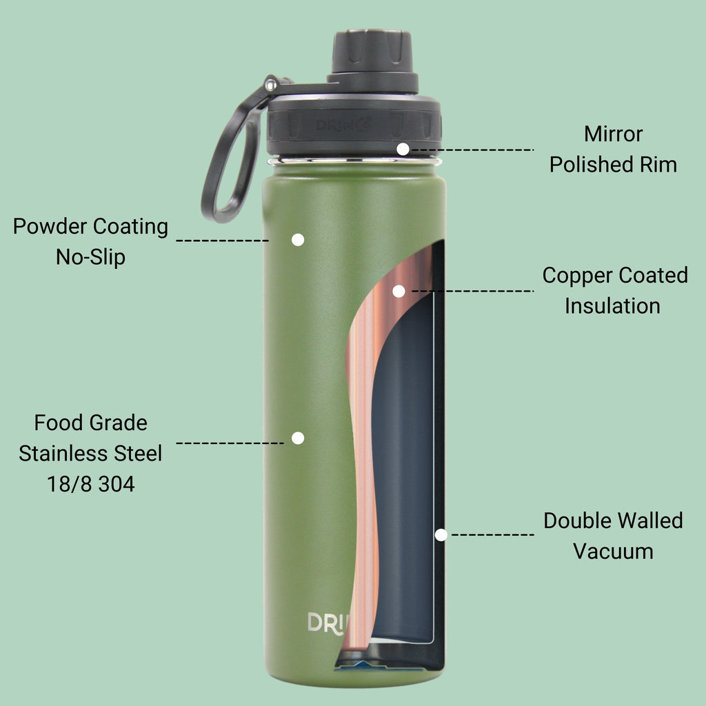 DRINCO® 22oz Stainless Steel Sport Water Bottle - Forest Mercantile Mountain
