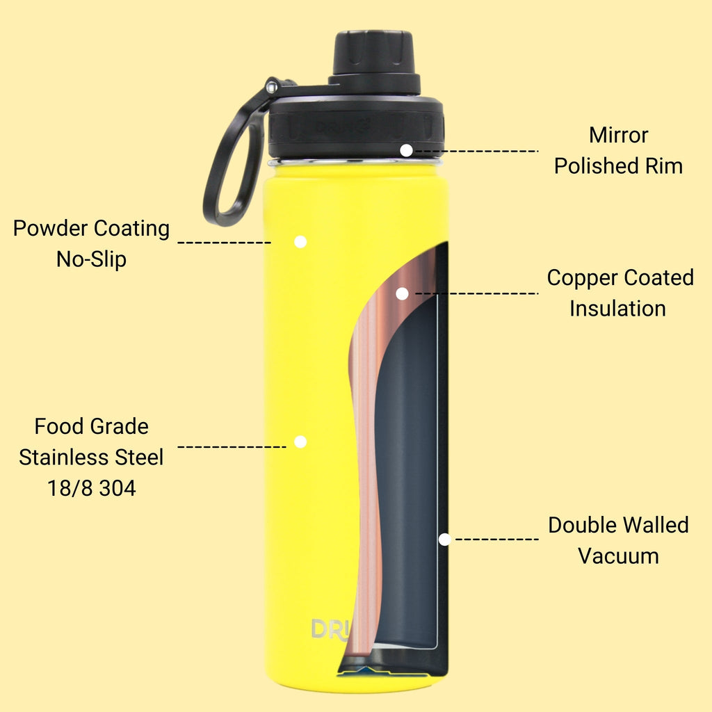 DRINCO® 22oz Stainless Steel Sport Water Bottle - Illuminating Yellow Mercantile Mountain