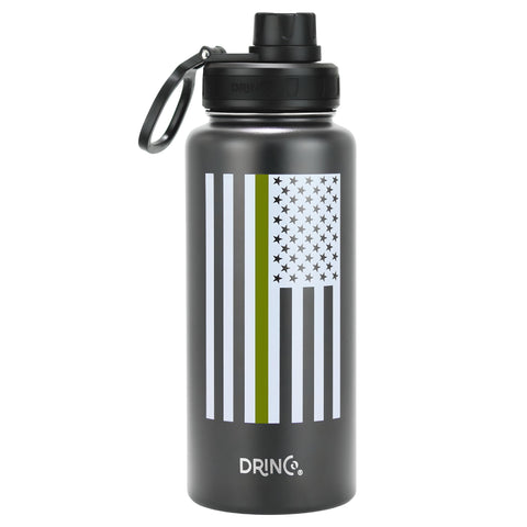 DRINCO® 32oz Stainless Steel Water Bottle-Thin Green-Black Mercantile Mountain