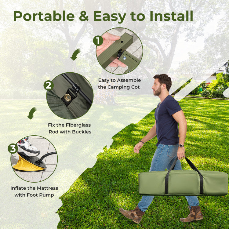 1-Person Folding Camping Tent with Sunshade and Air Mattress Mercantile Mountain