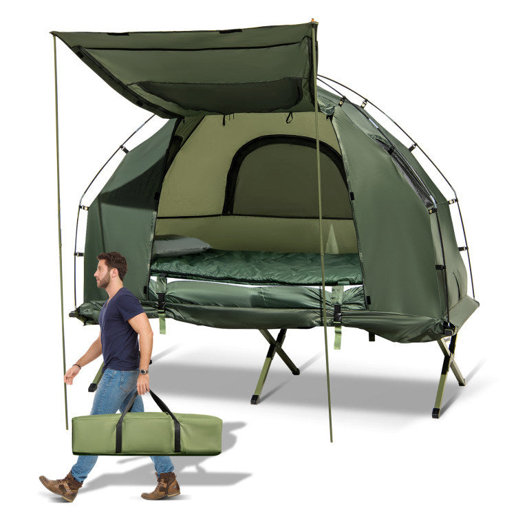 1-Person Folding Camping Tent with Sunshade and Air Mattress Mercantile Mountain