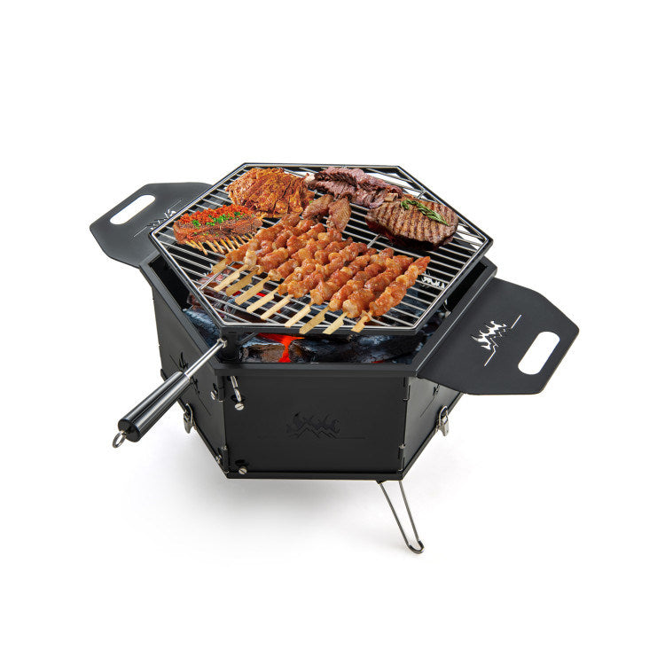 Portable Charcoal Grill Stove – Foldable Hibachi Cooker with Handle Mercantile Mountain
