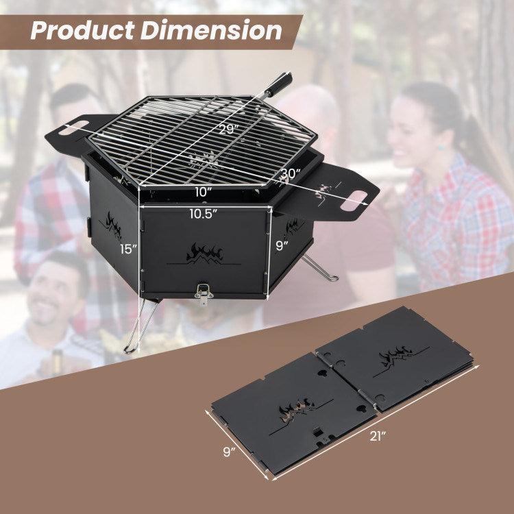 Portable Charcoal Grill Stove – Foldable Hibachi Cooker with Handle Mercantile Mountain